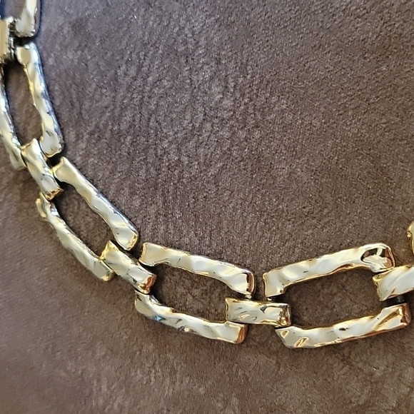 VTG 1990s Chunky Geometric Rectangle Hip Hop Unisex Baddie Collar Necklace - Picture 3 of 7